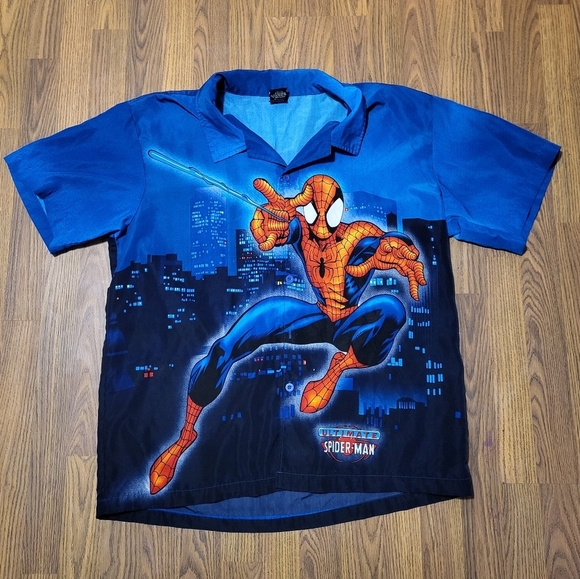 Spiderman Other - Vintage 2002 Marvel Ultimate Spiderman all-over print Mens Large C46